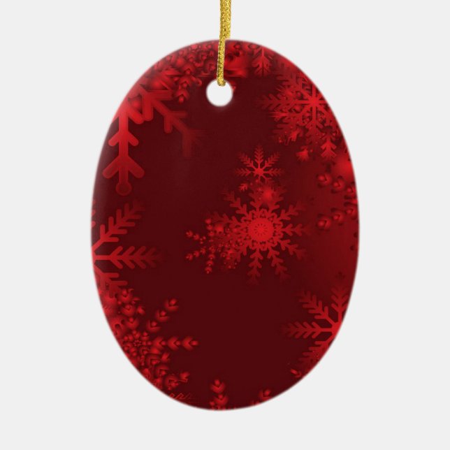 Rote Schneeflocken Keramikornament (Vorne)