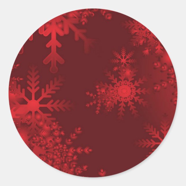 Rote Schneeflocken Runder Aufkleber (Vorderseite)
