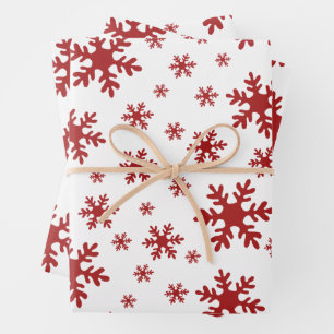 Rote Schneeflocken Schnee Winter Weihnachten Ferie Geschenkpapier Set