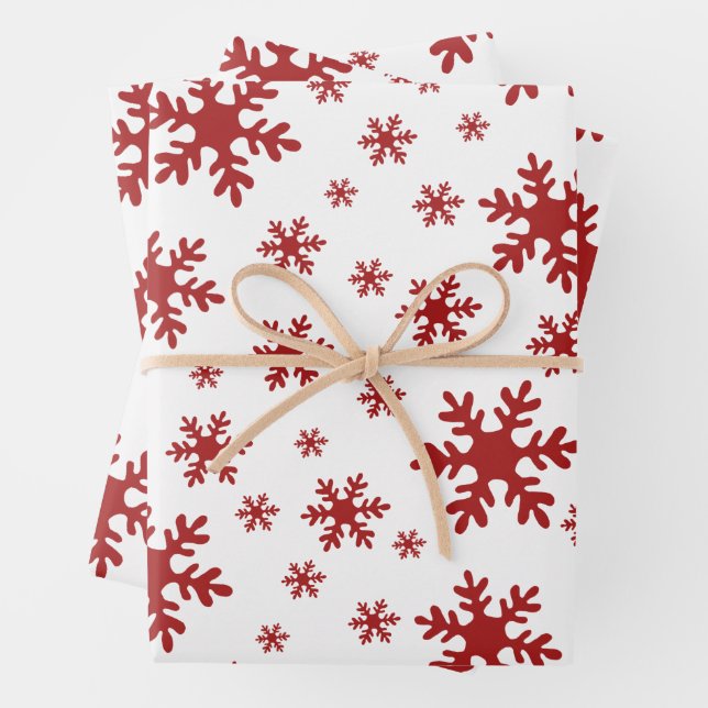 Rote Schneeflocken Schnee Winter Weihnachtsfeierta Geschenkpapier Set (Beispiel)