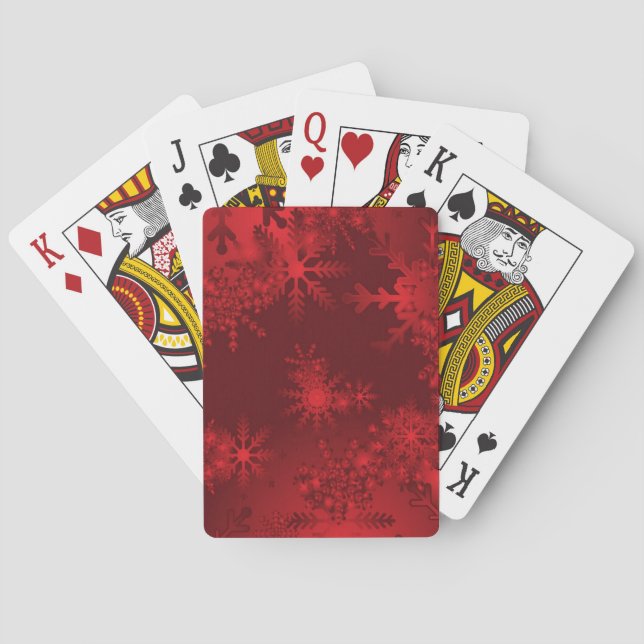 Rote Schneeflocken Spielkarten (Rückseite)