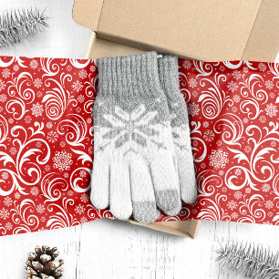 Rote Schneeflocken und Wirbel Weihnachten Seidenpapier