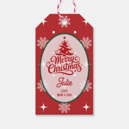 Rote Schneeflocken Weihnachten Geschenkanhänger