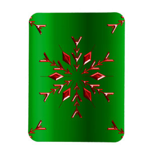 Rote Schneeflocken zu Grünen Weihnachten Magnet