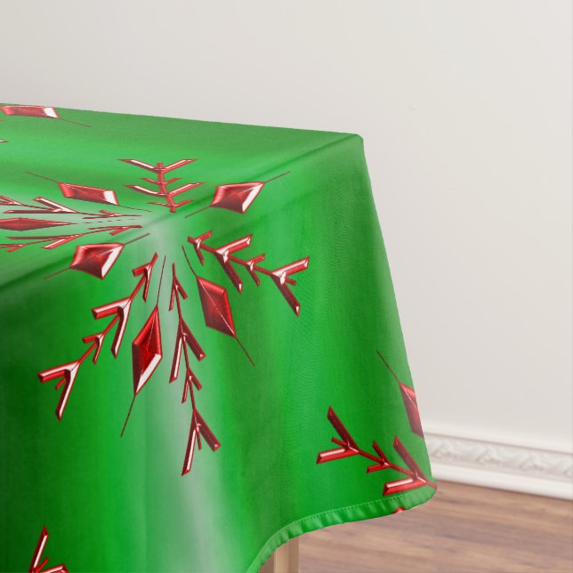 Rote Schneeflocken zu Grünen Weihnachten Tischdecke (Beispiel)