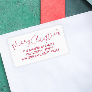 Rote Schrift Frohe Weihnachten Rücksendeadresse Adressaufkleber