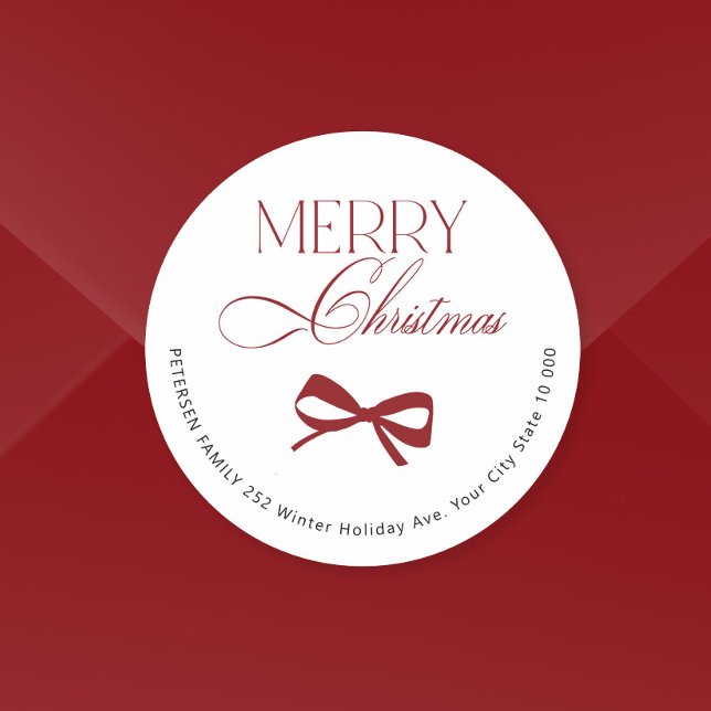 Rote Schrift Frohe Weihnachtsfeier Umschlag Aufkle Runder Aufkleber (Von Creator hochgeladen)