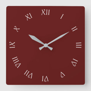 Rote Schriftzeichen Quadratische Wanduhr