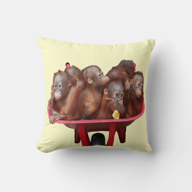 Rote Schubkarre-Orang-Utan Babys Kissen (Vorderseite)