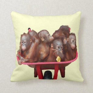 Rote Schubkarre-Orang-Utan Babys Kissen