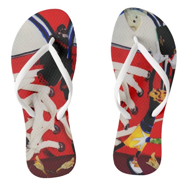 Rote Schuhe. Flip Flops (Fußbett)