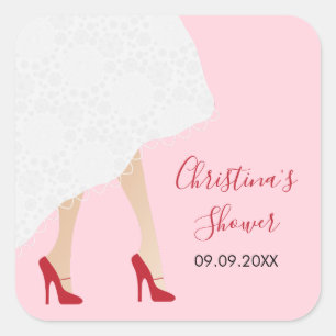 Rote Schuhe und Aufkleber für das Brautparty zum H