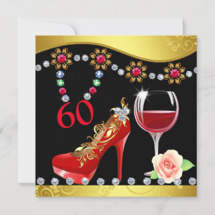 Rote Schuhe, Wein & Juwelen 60. Geburtstag Einladung