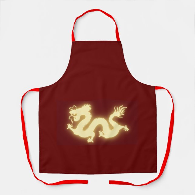 Rote Schürze mit Golddetails Chinesisch neu (Vorderseite)
