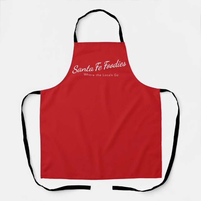 Rote Schürze mit Santa Fe Foodies-Logo (Vorderseite)