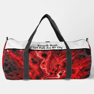 Rote schwarze abstrakte Wirbel Monogramm personali Duffle Bag