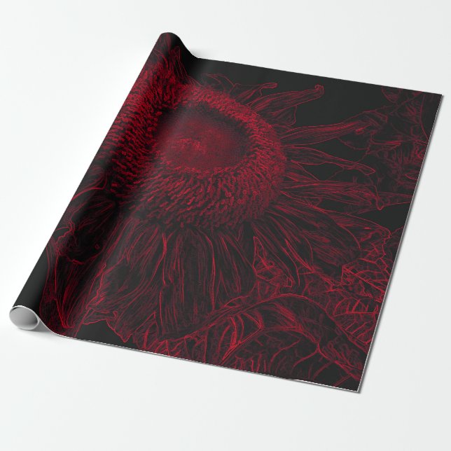 Rote Schwarze Blüte Entdeckungsreise zur Sonnenblu Geschenkpapier (Ungerollt)