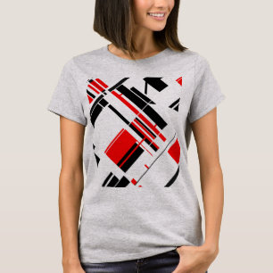 Rote schwarze diagonale Formen Linien MCM-inspirie T-Shirt