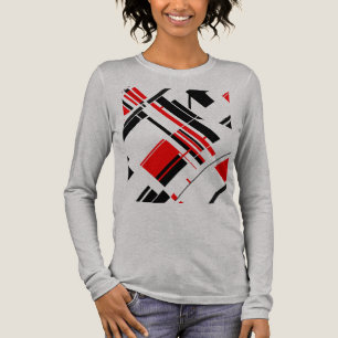 Rote schwarze diagonale Formen Linien MCM-inspirie Tri-Blend Shirt