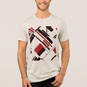 Rote schwarze Diagonalformen Linien MCM Abstrakt a Tri-Blend Shirt
