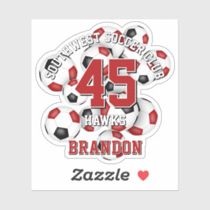 Rote schwarze Fußballbälle Cluster-Namen Aufkleber