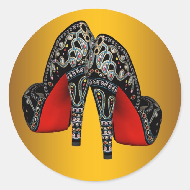 Rote schwarze Gold High Heel Sticker (Vorderseite)