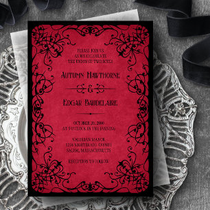 Rote Schwarze Gotische Hochzeitseinladung Einladung