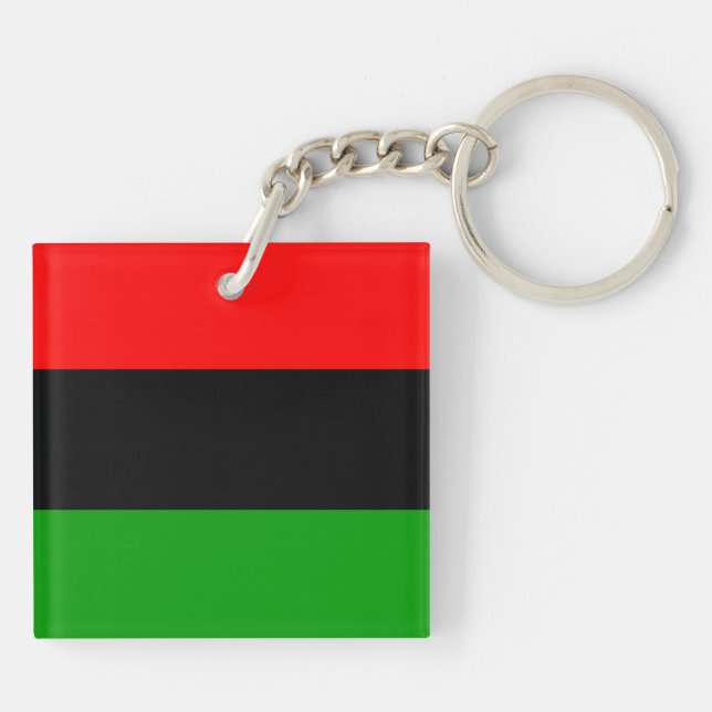 Rote, schwarze, grüne afrikanische Flagge Schlüsselanhänger (Rückseite)