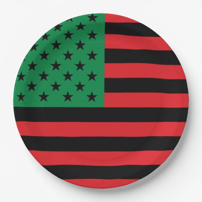 Rote Schwarze Grüne Afroamerikanische Flagge Pappteller (Vorderseite)
