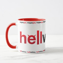 Rote & schwarze Helvetica-Wortmarke – Kaffeetasse