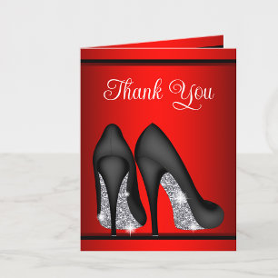 Rote schwarze High Heel Schuh Dankeskarten Dankeskarte