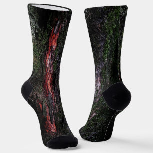 Rote schwarze Holzbäume cool Socken