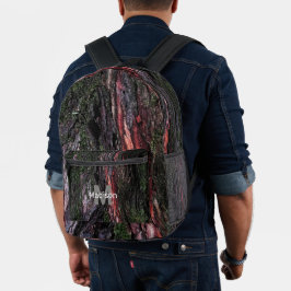 Rote schwarze Holzrinde, kundenspezifischer Name M Bedruckter Rucksack