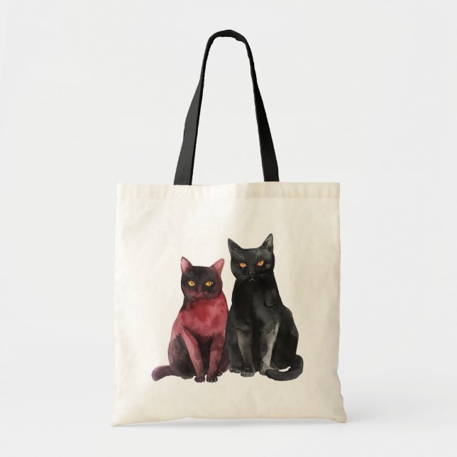 Rote Schwarze Katzen Tragetasche (Vorne)