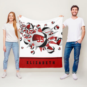 Rote schwarze Mädchen Sportgeschenke Basketball St Fleecedecke