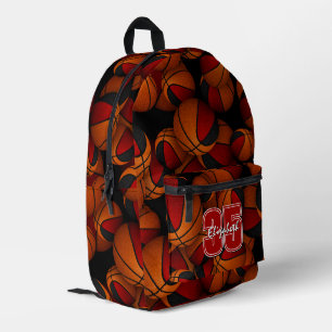 Rote schwarze Mannschaftsfarben Basketballmuster Bedruckter Rucksack