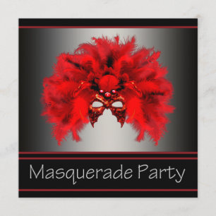 Rote schwarze Masken-Maskerade-Party Einladung