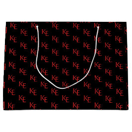 Rote Schwarze Monogram Minimal Gothic Wedding Große Geschenktüte