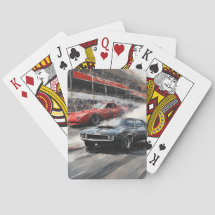 Rote & schwarze Muscle Cars Spielkarten