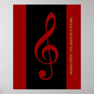 rote schwarze musikalische Anmerkung (dreifacher Poster