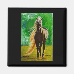 Rote Schwarze Pferde Reiten Reiten Magnet