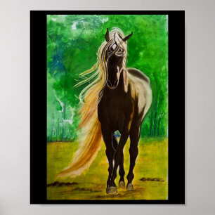 Rote Schwarze Pferde Reiten Reiten Poster