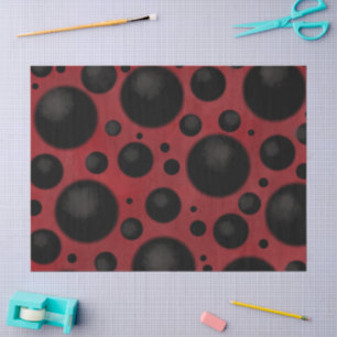 Rote schwarze Punkte Kreise funky Muster Decoupage Seidenpapier