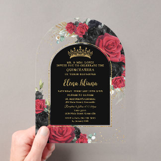 Rote schwarze Rose Blumenkohlrübe Süße 16 Arche Acryleinladungen