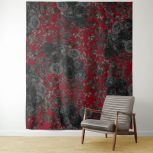Rote schwarze Rose Hochzeit Foto zurück Drop Elega Wandteppich