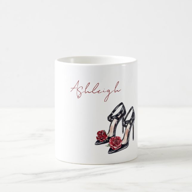 Rote schwarze Rose Kaffeetasse (Mittel)
