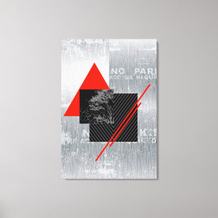 Rote, schwarze, schwarze u. weiße leinwanddruck