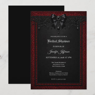 Rote schwarze Spitze Gothic-Brautparty-Einladung Einladung