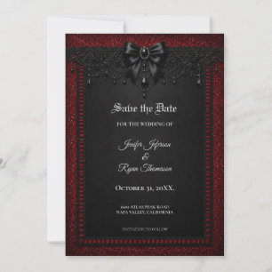 Rote schwarze Spitze gothic Save the date Einladun Einladung