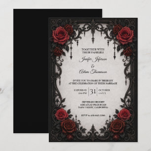Rote schwarze Spitzen-Hochzeitseinladung Einladung